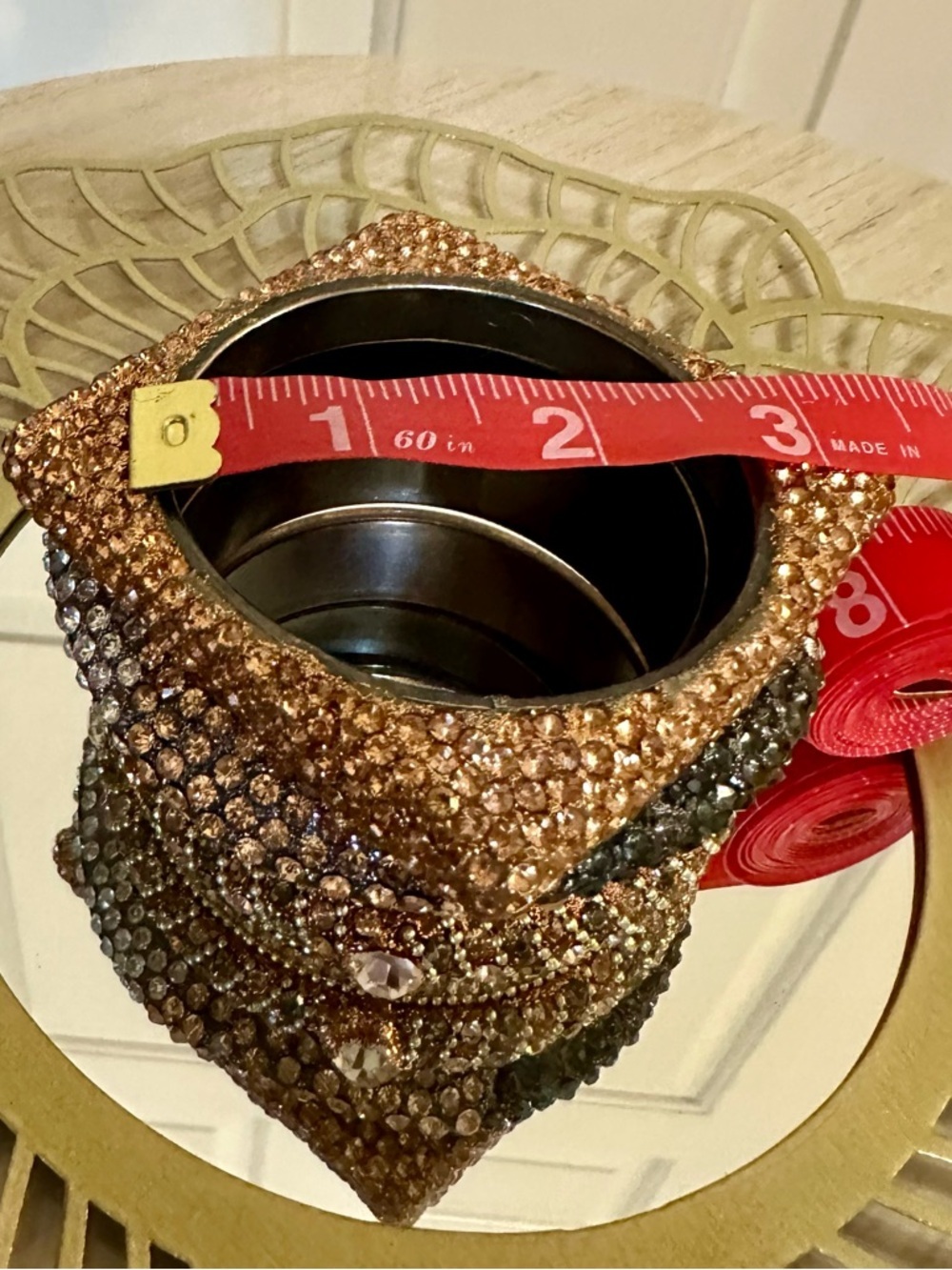 Gold Silver Crystal Rhinestone Bangle Bracelet Set Rose Gold Gunmetal Champagne - Picture 8 of 9